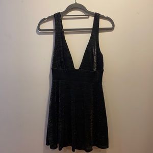 Perfect Condition Black Sparkle Deep V Dress